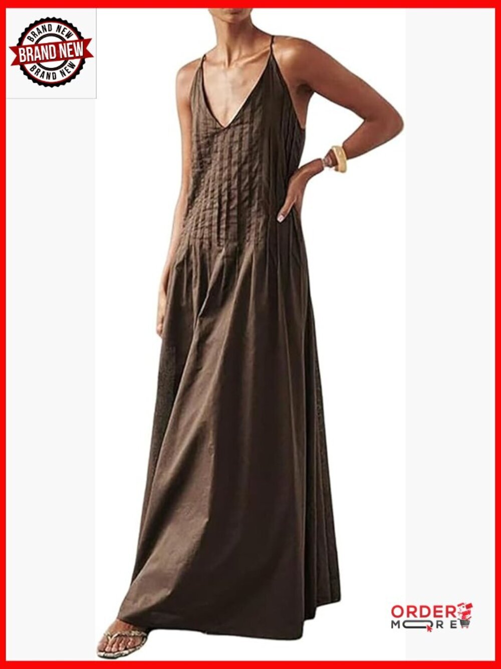 Sleeveless Spaghetti Strap V-Neck Beach Maxi Dress